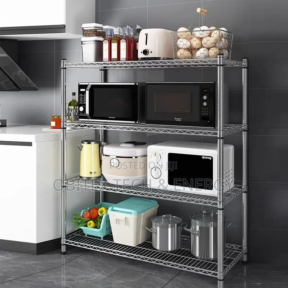 4-Tier Adjustable Chrome Wire Shelving Rack | Storage Display Shelf