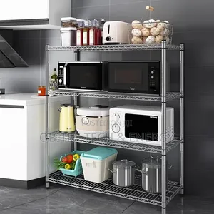 4-Tier Adjustable Chrome Wire Shelving Rack | Storage Display Shelf