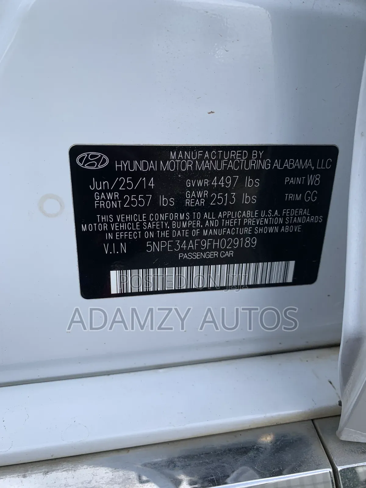 Hyundai Sonata 2015 White