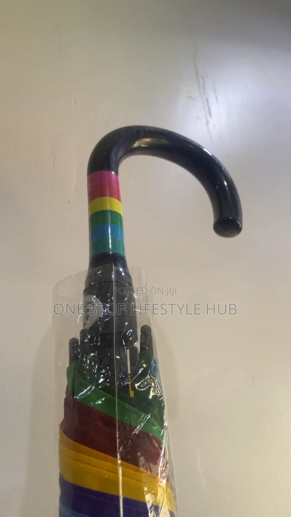 Large 16-Rib Automatic Rainbow Umbrella - Windproof Durable.