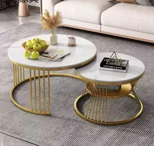 Real Marble Twin Centre Table Gold Legs