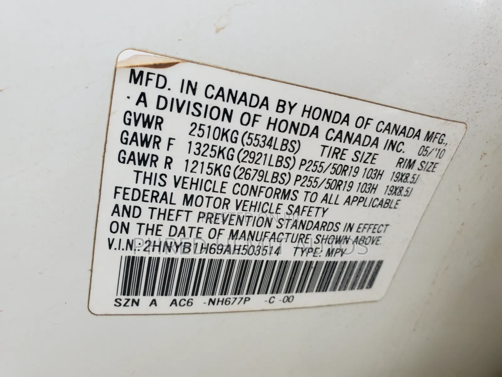 Acura ZDX Base AWD 2010 White