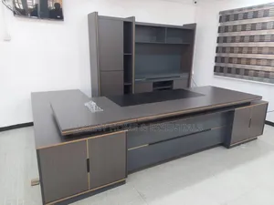Premium Modern Ceo Office Table With Side Extension and Back Credenza