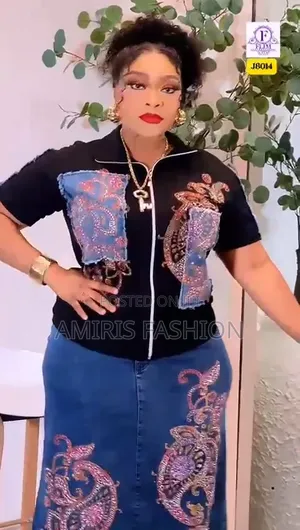 Unique Two-Piece Skirt Up and Down Denim