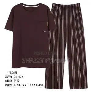 Men's 2-Piece Cotton Pajamas / Short Sleeve Lounge Set