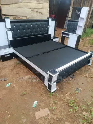 Bed With Dresser and Bedside
