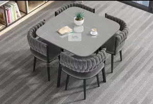 Classic Fabric Dining Table With 4 Chairs
