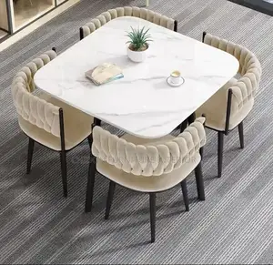 Classic Fabric Dining Table With 4 Chairs