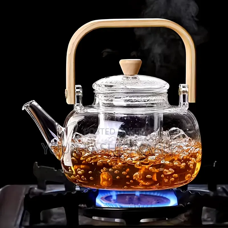 Borosilicate Teapot Kettle With Wooden Handle