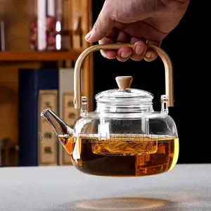 Borosilicate Teapot Kettle With Wooden Handle