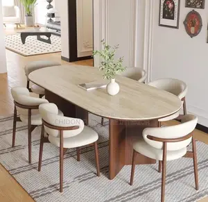 2026 New Retro Solid Wood Rock Slab Dining Table