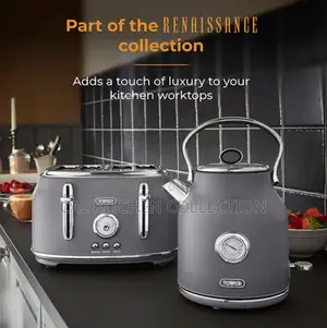 Tower Renaissance Kettle 4-Slice Toaster Twin Pack - Grey