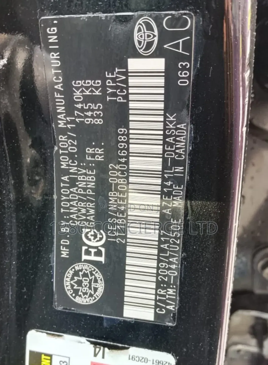 Toyota Corolla 2011 Black