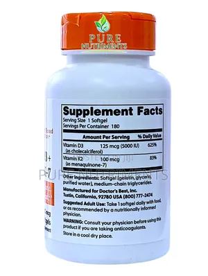 Doctor's Best D3 Mk7 5000iu/100mcg With MCT 180 Caps_ Heart Bone