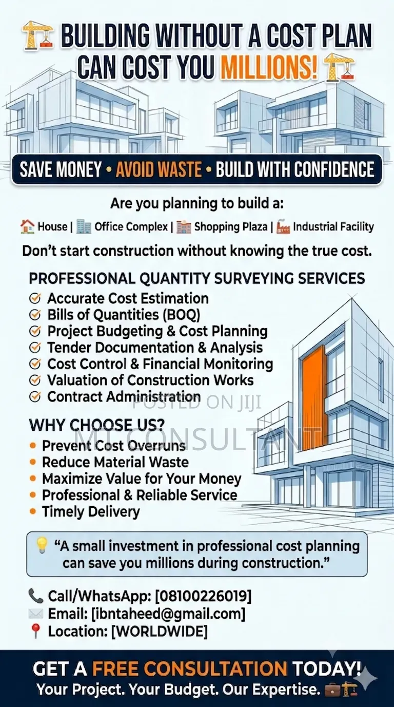 Quantity Surveying, Cost Estimation, Boq and Cost Control