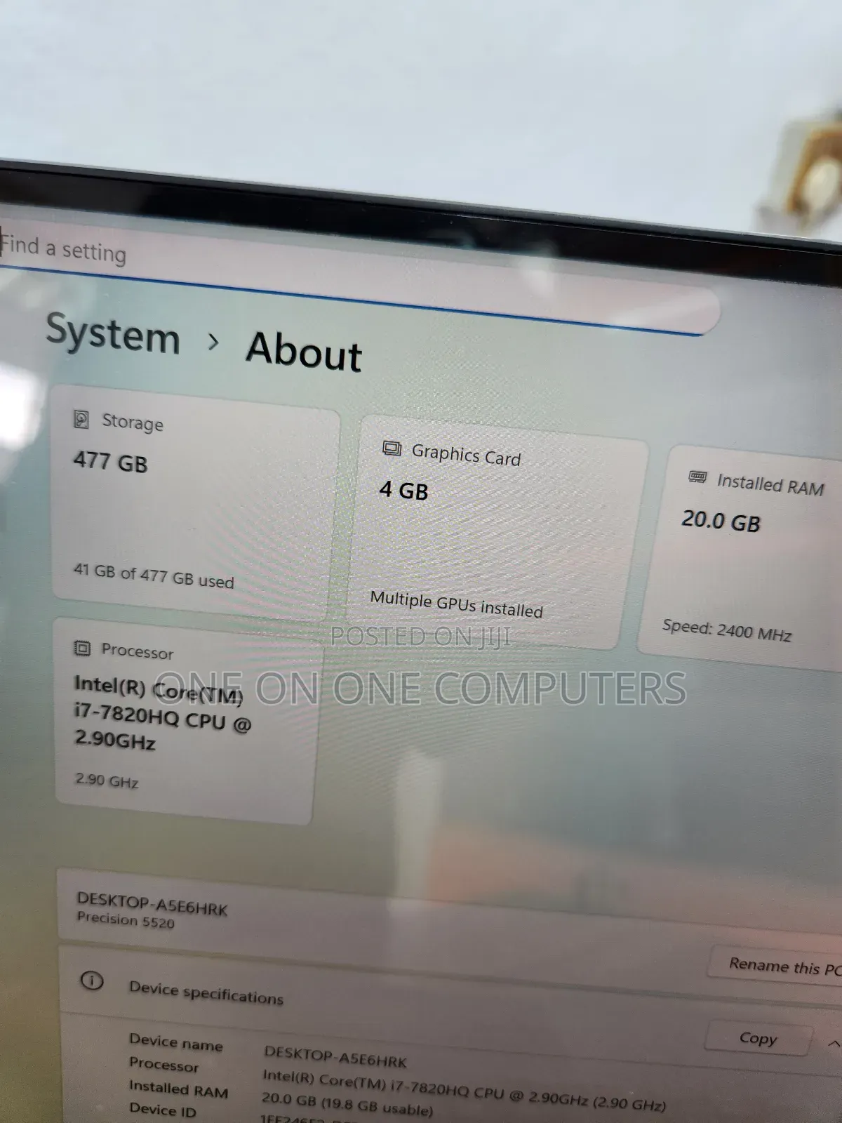 Laptop Dell Precision 5520 20GB Intel Core i7 SSD 512GB