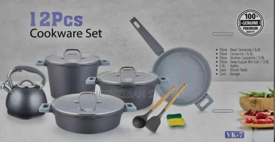 Premium Quality Uakeen 12-Pcsnon-Stick Granite Coating Cookware Set
