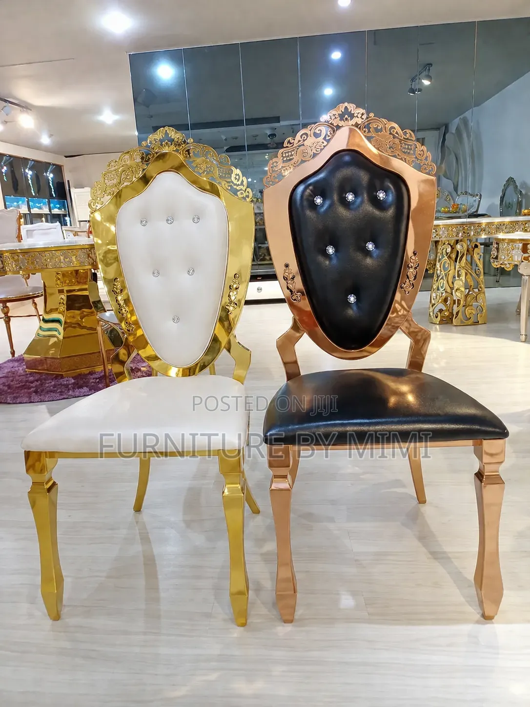 Luxury Gold White High-Back Wedding Throne Chairs (Pair)