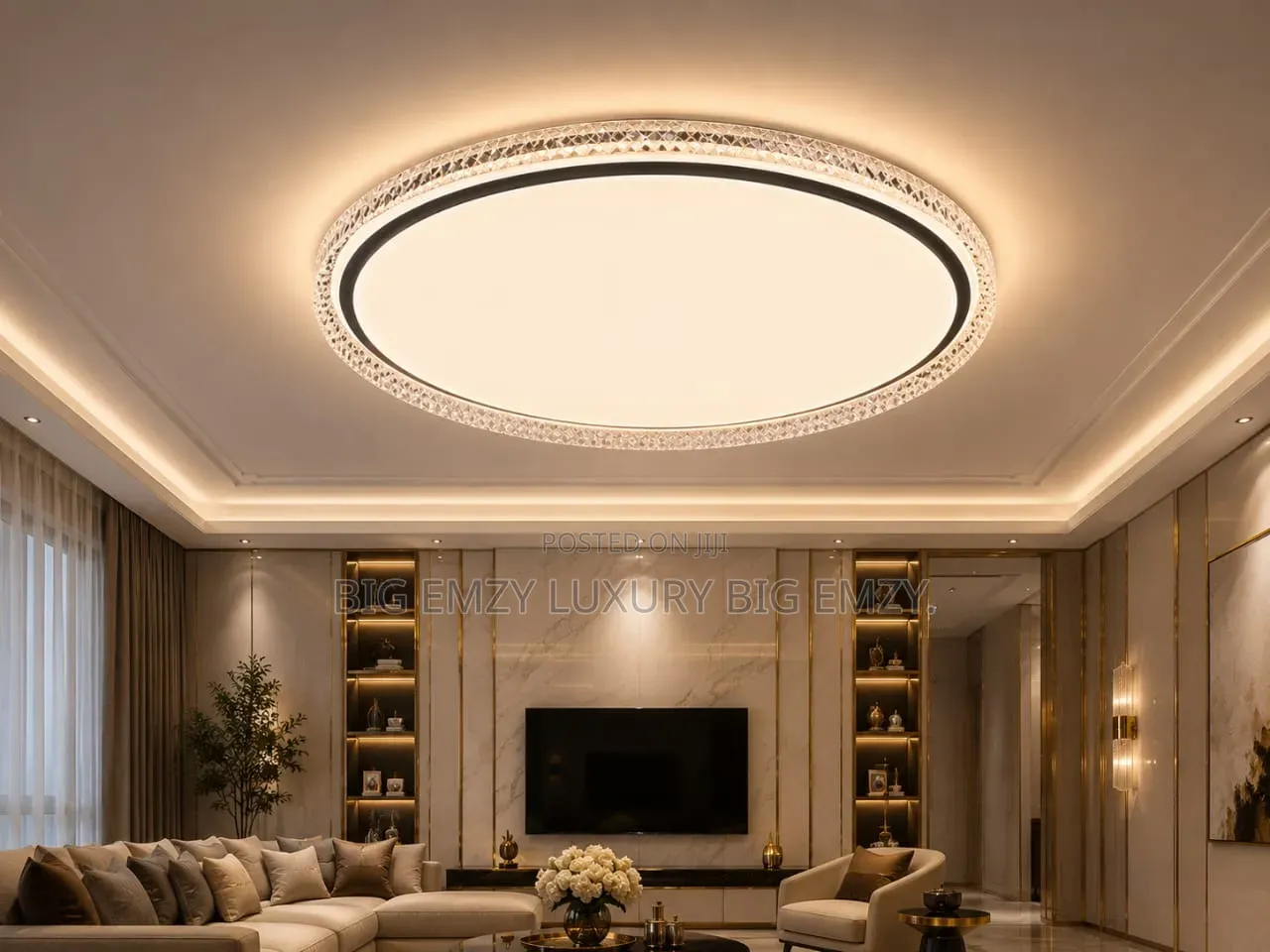 Modern 500mm Gold and Black Ceiling Flush Lights.