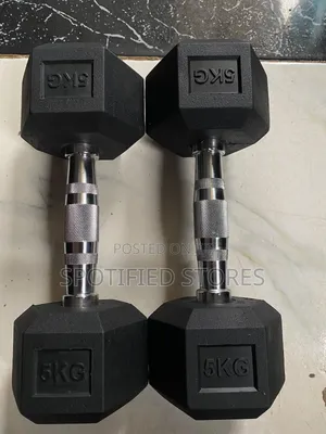 A Pair of 5kg Hexagon Dumbbell