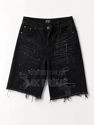 Premium Men's Black Denim Shorts