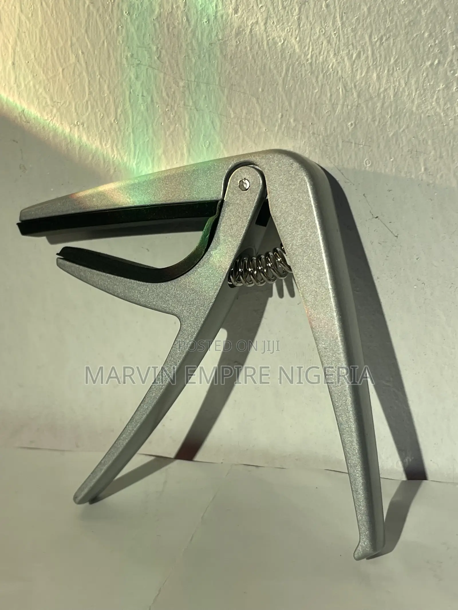 Trigger Guitar Capo With Spring Clamp and Bridge Pin Remover - Silver