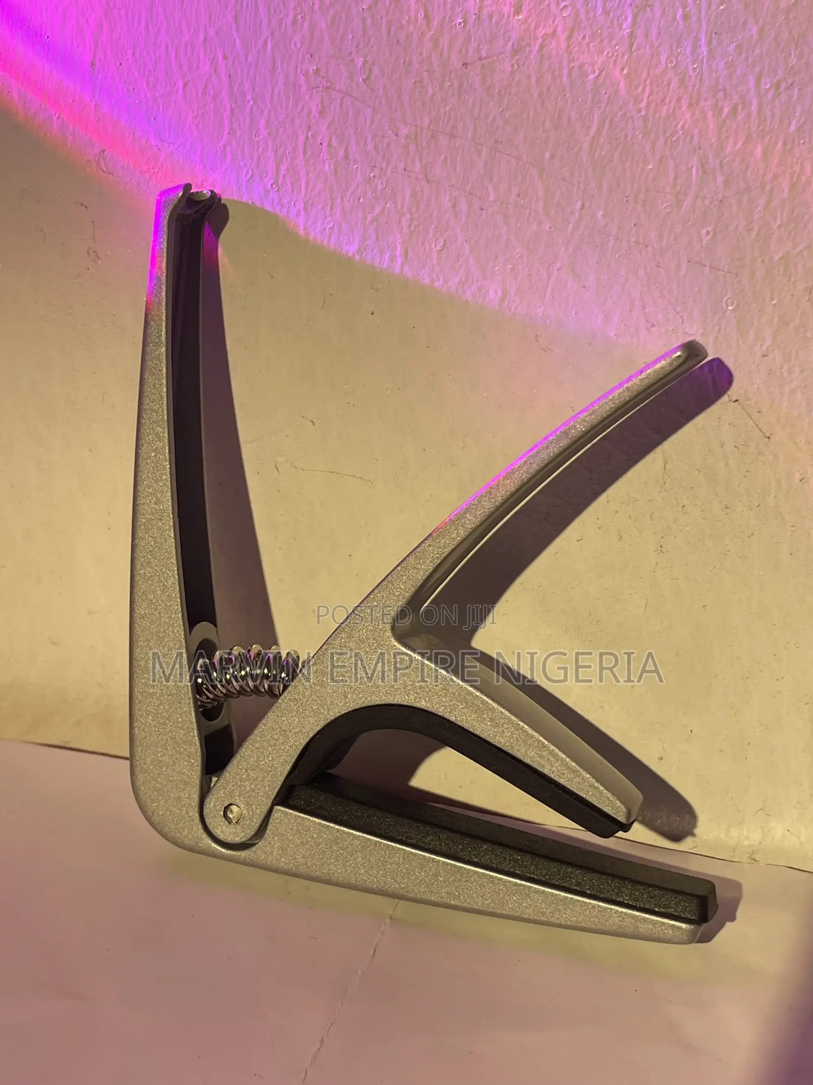 Trigger Guitar Capo With Spring Clamp and Bridge Pin Remover - Silver