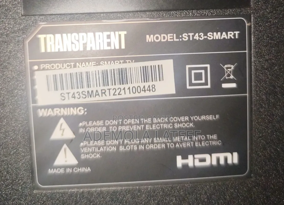 Transparent Smart 43inch Tv
