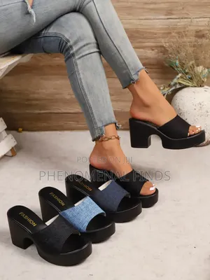 Denim Wedge Slippers