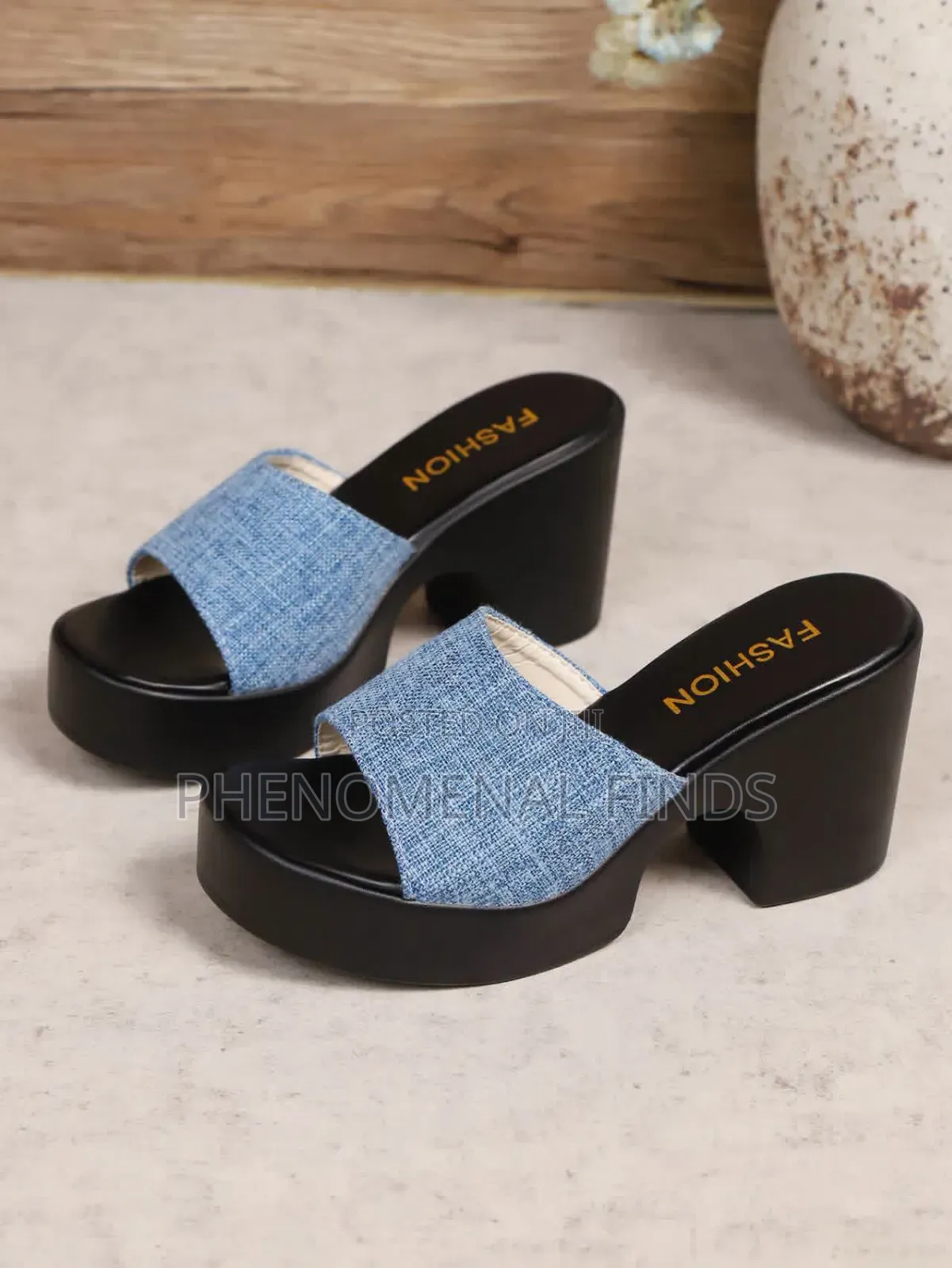 Denim Wedge Slippers