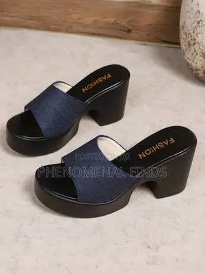 Denim Wedge Slippers