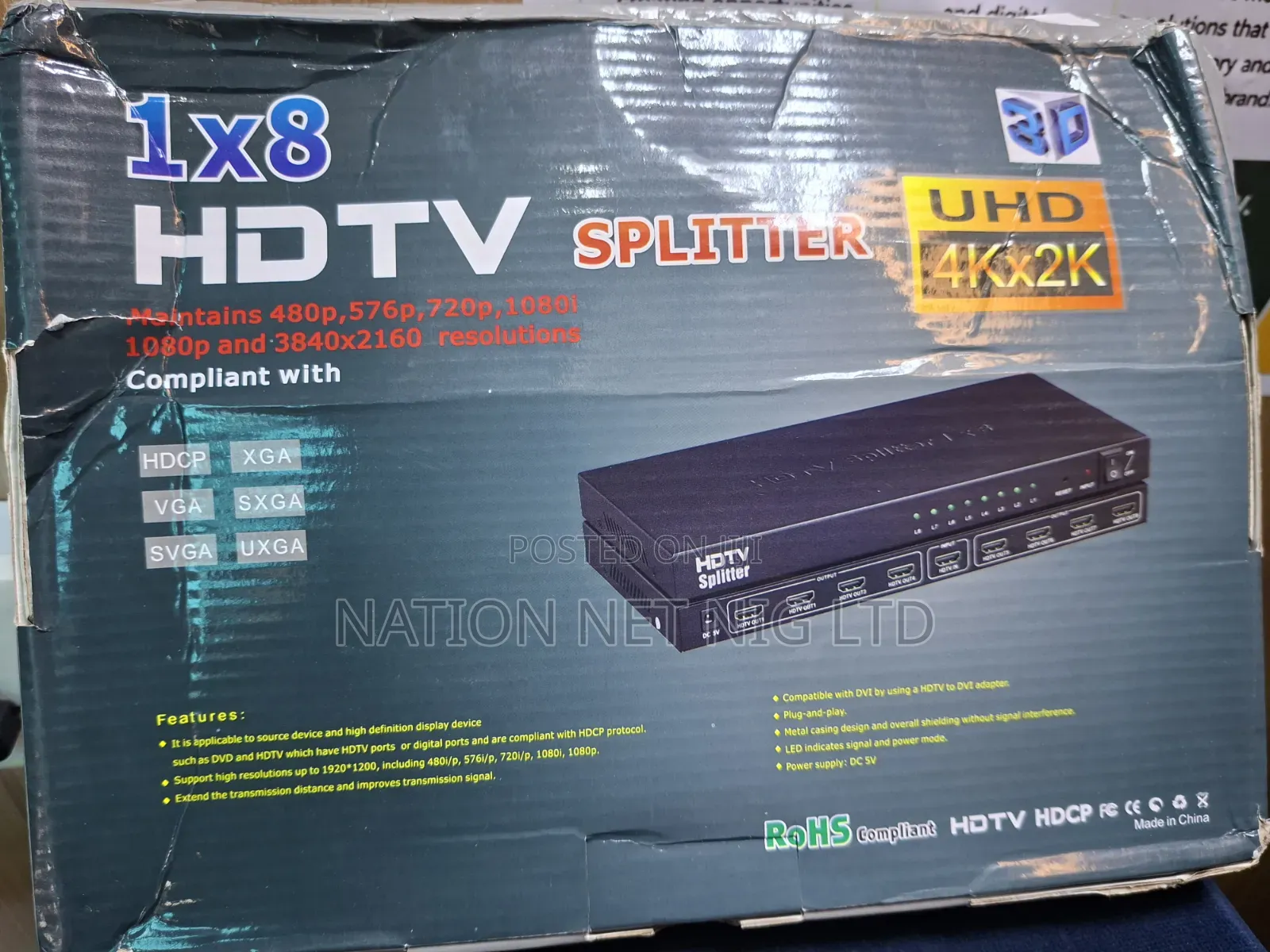 1×8 HDTV Splitter Uhd × Hdmi