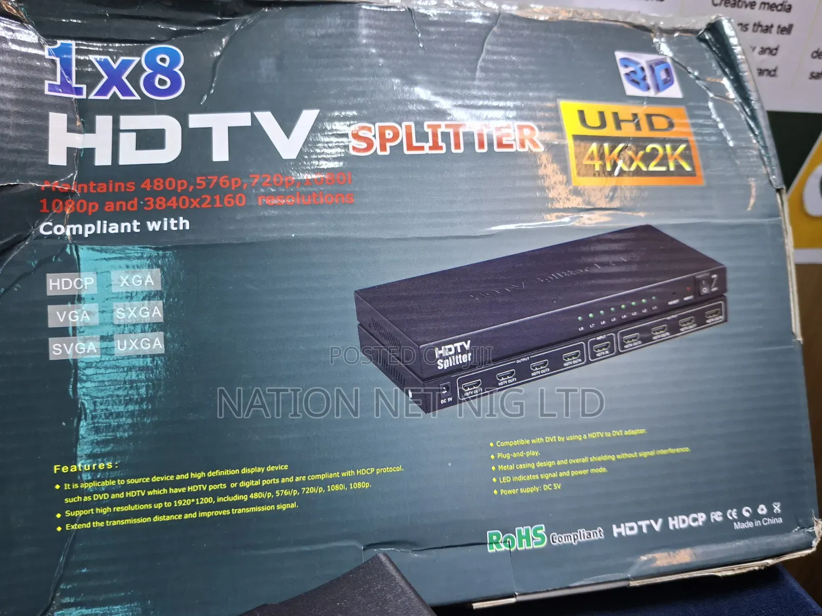 1×8 HDTV Splitter Uhd × Hdmi