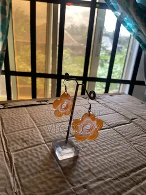 Orange Dangling Flower Earrings