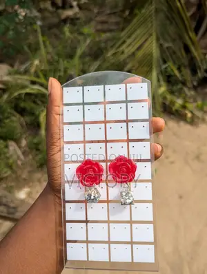 Handmade Jewelry- Red Flower Earrings