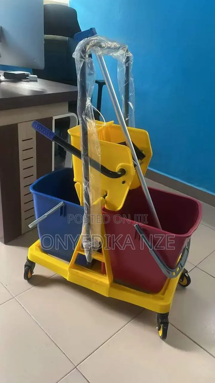 Double Bucket Mop Wringer Trolley