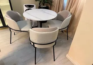 Modern Round Marble Top Coffee Dining Table – Standalone Table Only