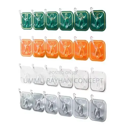 6pcs Adhesive Kitchen Wall Hook Suction Hanger Bathroom