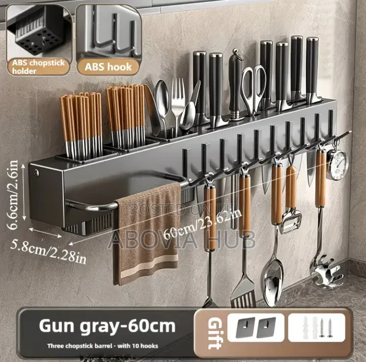 60cm Carbon Steel Wall Mounted Kitchen Organizer Rack