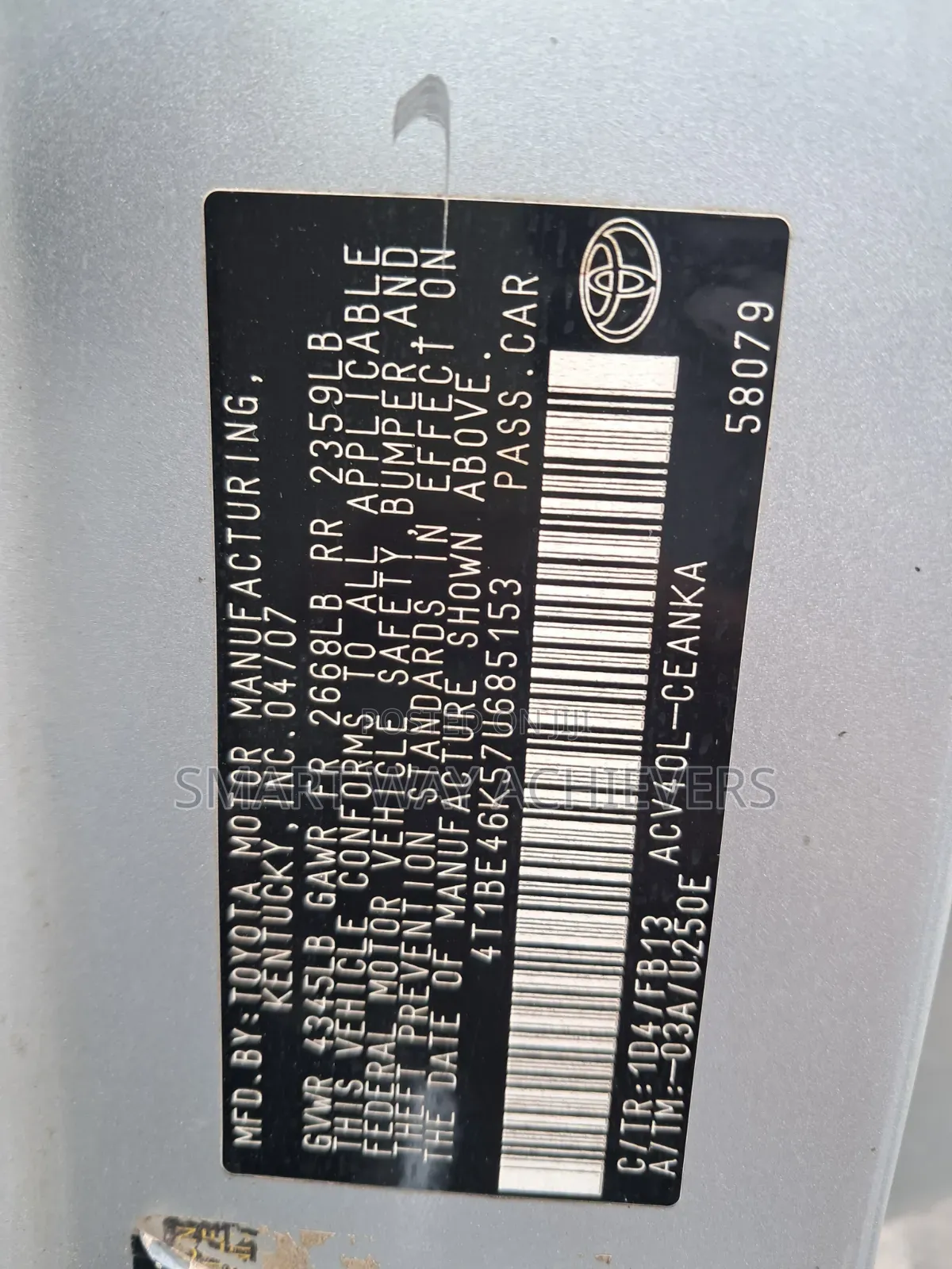 Toyota Camry 2007 Silver