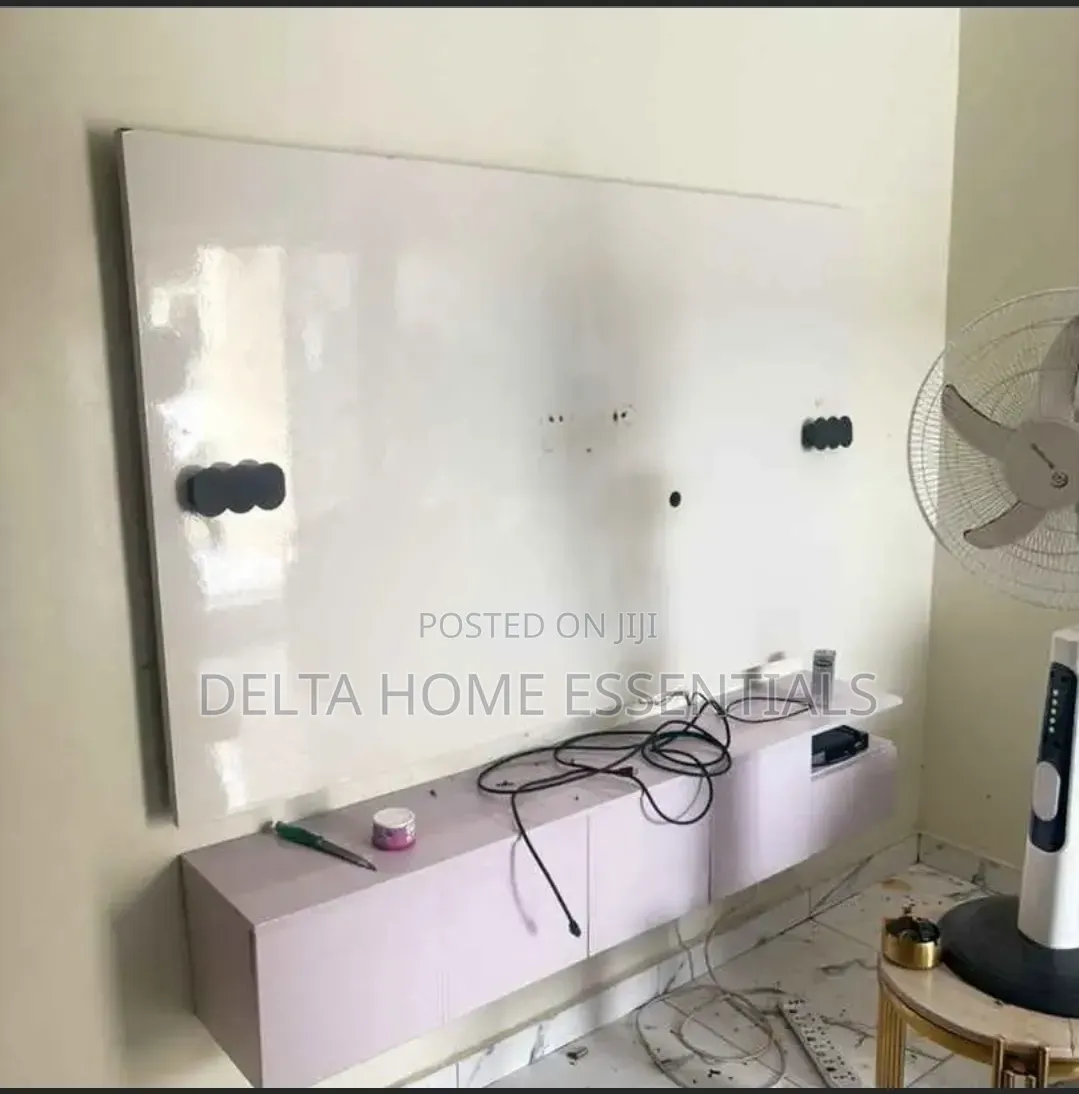 Modern Wall-Mounted TV Console With Backing Panel