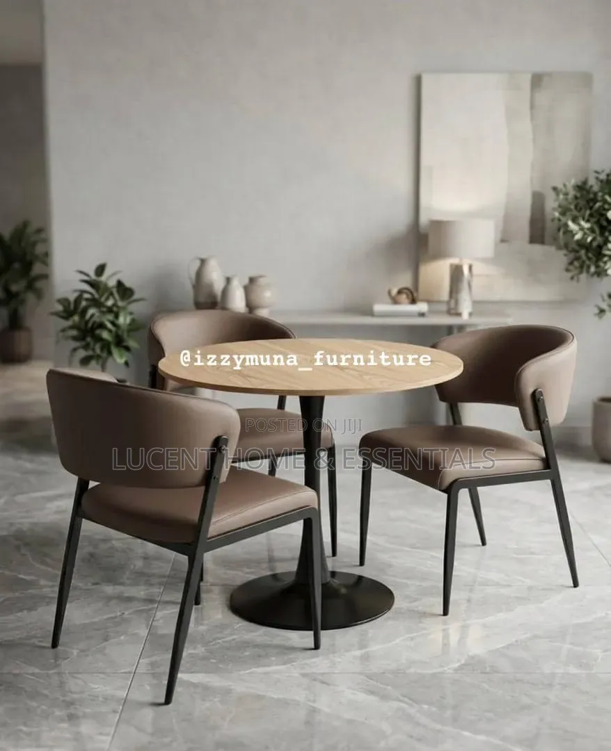 Modern Round Wooden Coffee Dining Table Only – Space-Saving