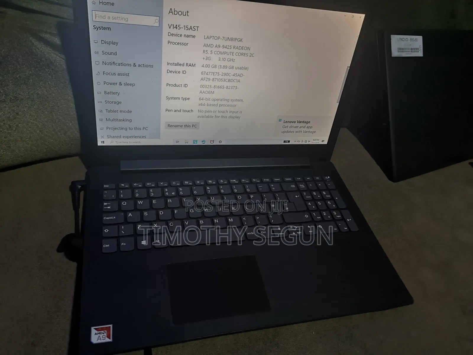 Laptop Lenovo 8GB AMD A8 SSD 128GB