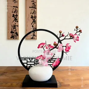 Chinese Style Black Screen Flower Decor Set.