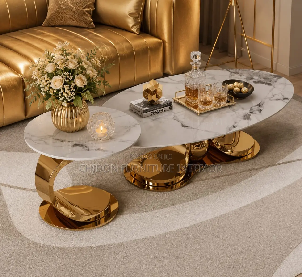 2-Piece Oval Coffee Table Set