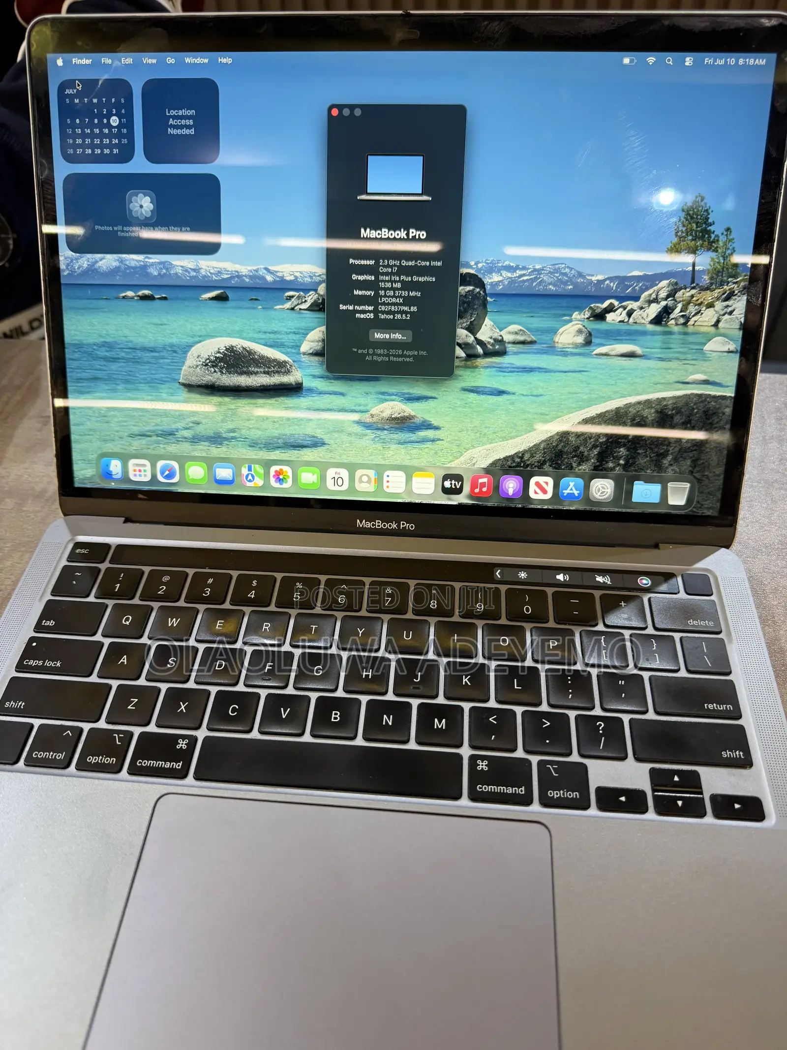 Laptop Apple MacBook Pro 2020 16GB Intel Core i7 SSD 512GB