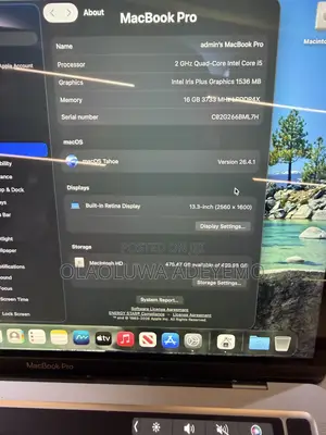 Laptop Apple MacBook Pro 2020 16GB Intel Core i5 SSD 512GB