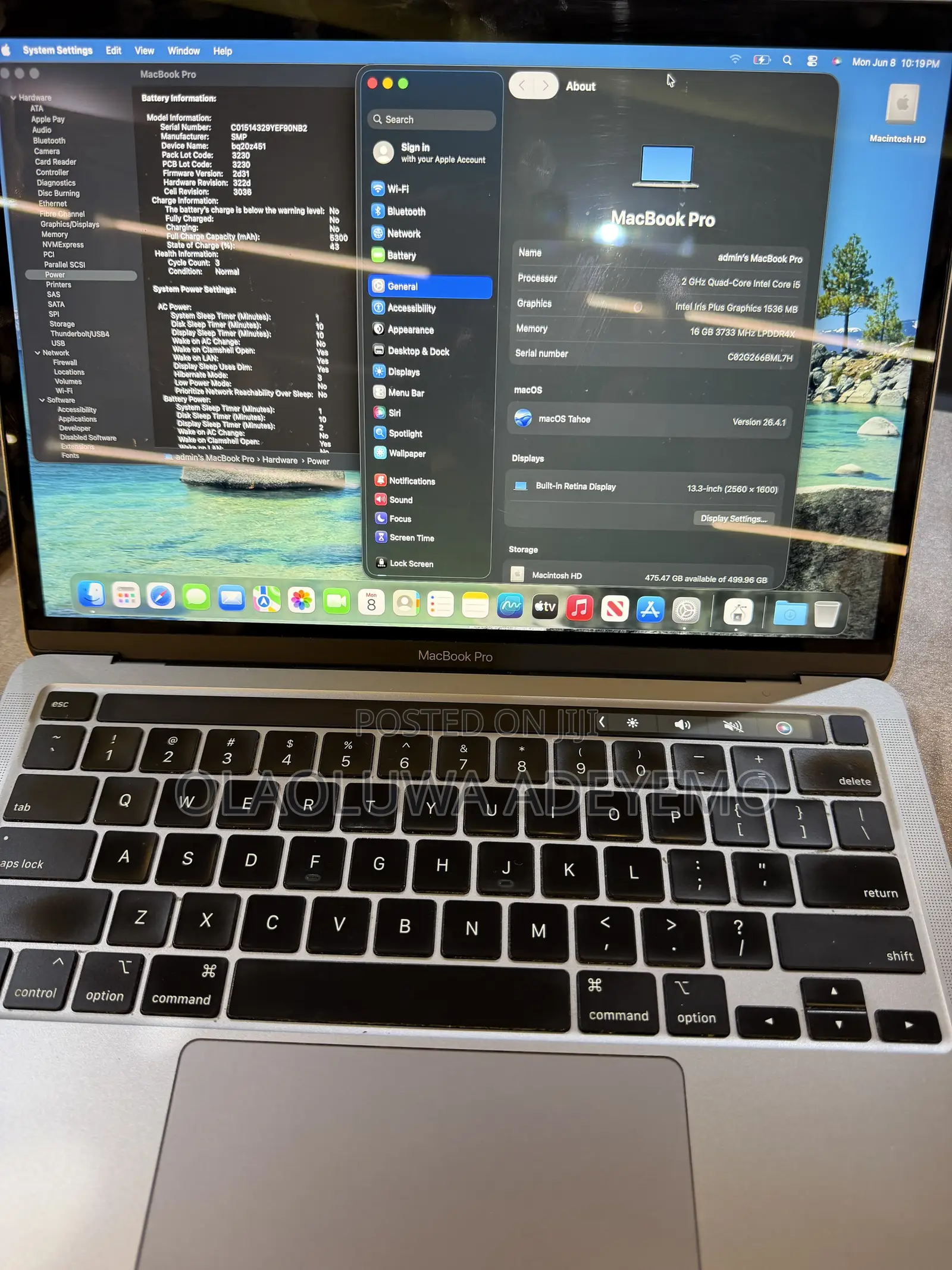 Laptop Apple MacBook Pro 2020 16GB Intel Core i5 SSD 512GB
