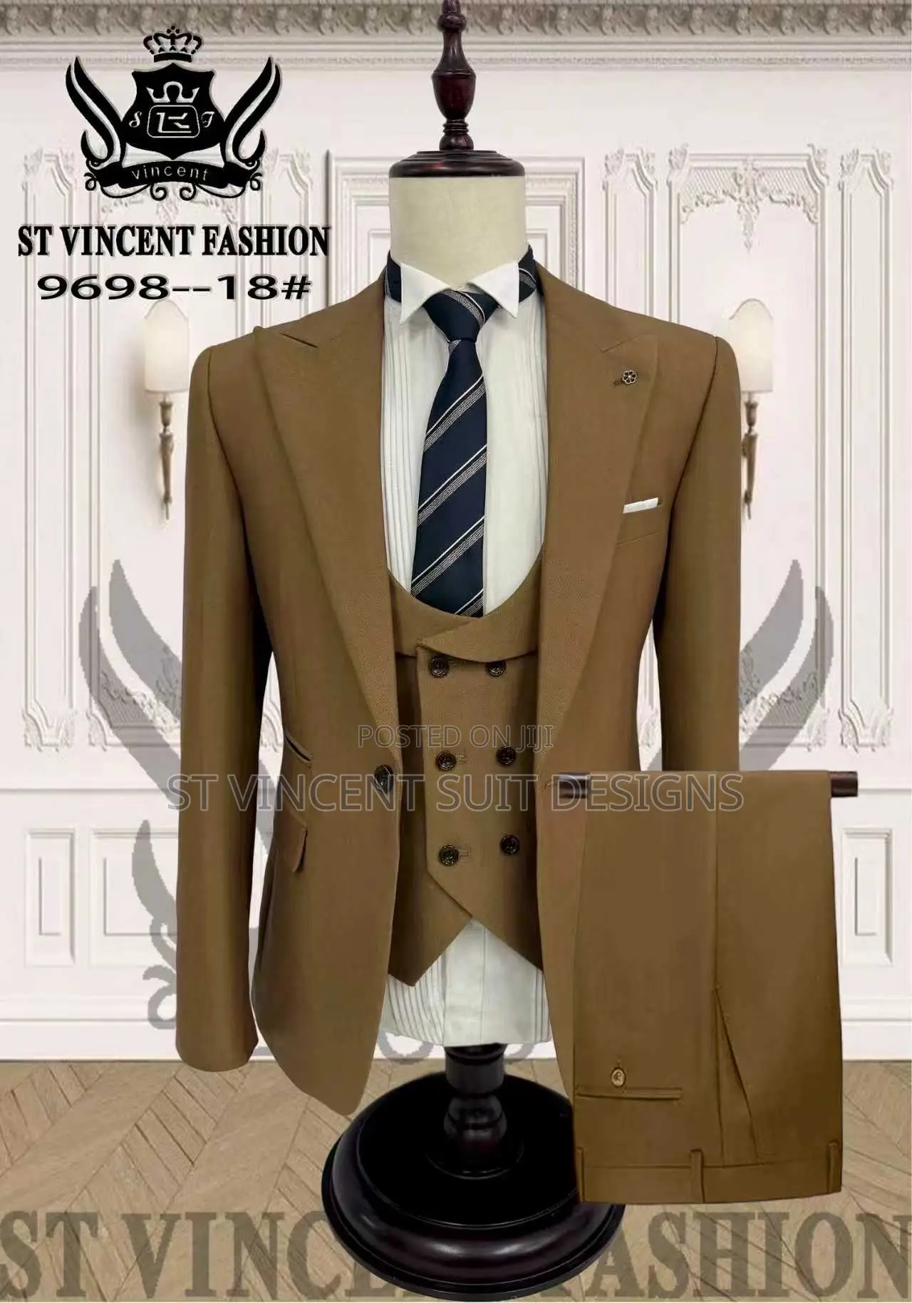 Brown Plain Wool Suit