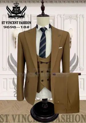 Brown Plain Wool Suit